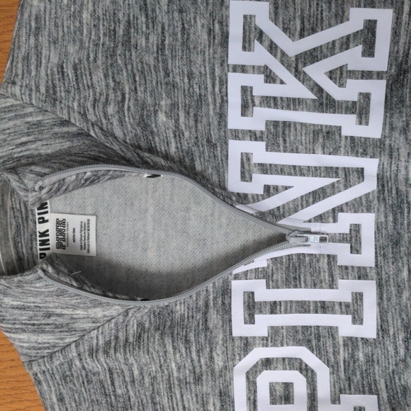 PINK Grey Heathered Quarter Zip - Picture 3 of 5